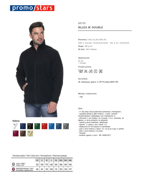 Herren-Sweatshirt Polar 280 g DOUBLE dunkelblau schwarz Firmenlogo