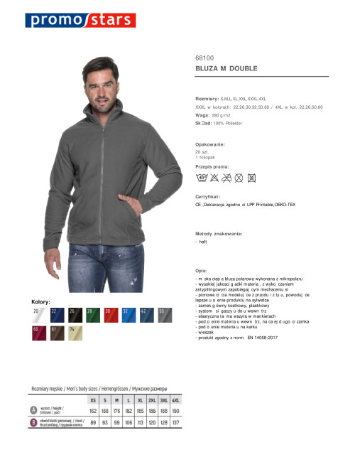 Polar-Sweatshirt für Herren, 280 g, DOUBLE Promostars, graue Logo-Stickerei