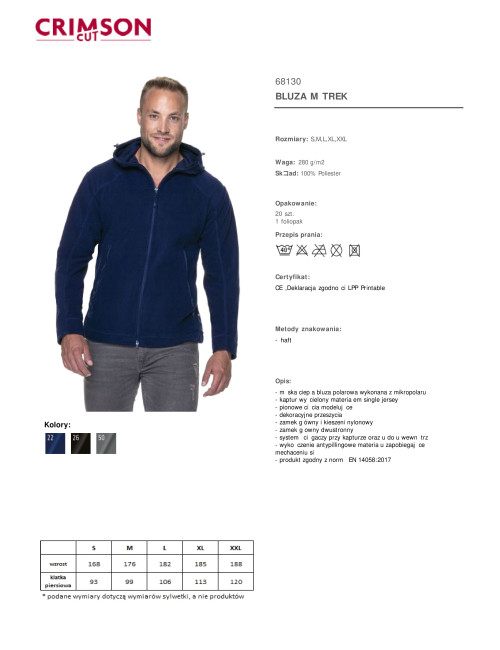 CRIMSON CUT BLUZA Męska TREK GRANATOWY nadruk haft sitodruk logo