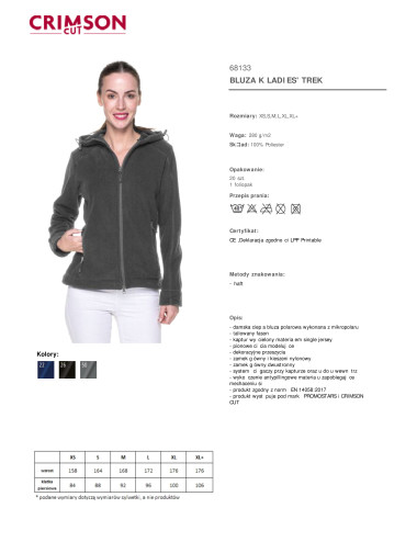 Bluza damska ladies' trek szary Crimson CUT