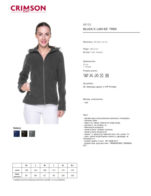 Bluza damska ladies' trek szary Crimson CUT