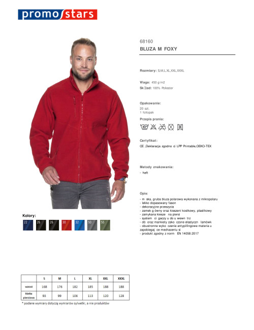 Promostars Men`s SWEATSHIRT FOXY RED DTG print embroidery silkscreen logo