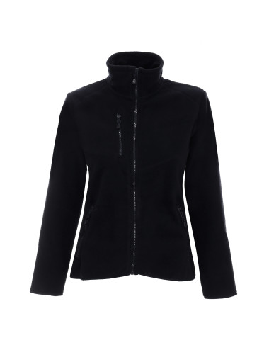 Damen-Sweatshirt aus sehr dickem Fleece, 450 g, schwarzes FOXY Promostars-Logo