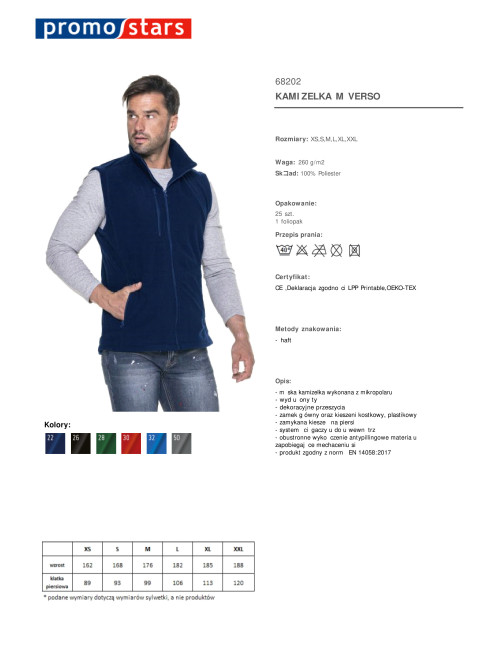 Promostars HERRENWESTE VERSO MARINEBLAU mit Stickerei und Siebdrucklogo