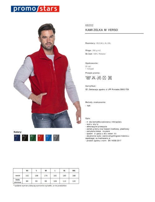 Promostars Men`s VEST VERSO RED Embroidery Screen Print Logo