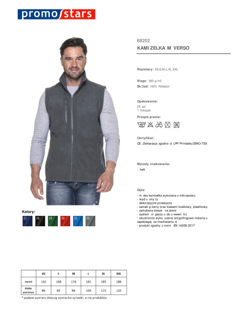 Promostars Men`s Vest VERSO GRAY DTF print embroidery silkscreen logo