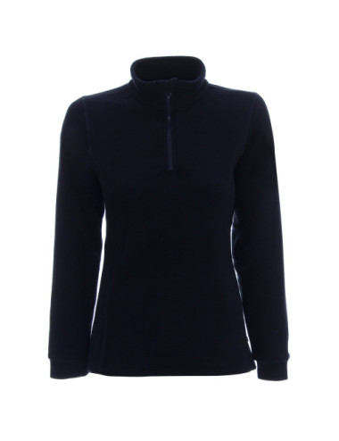 Dünnes Damen-Fleece-Sweatshirt mit kurzem, flauschigem Reißverschluss, marineblau von Promostars