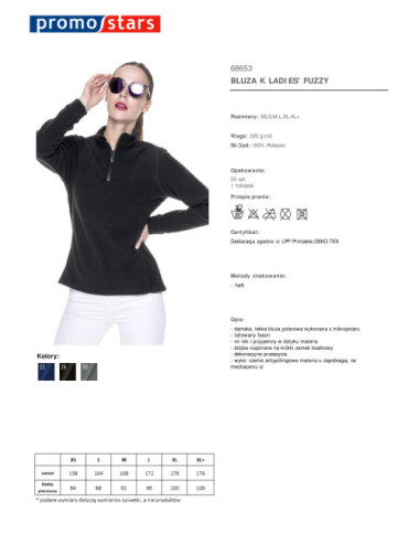 Dünnes Damen-Fleece-Sweatshirt mit kurzem, flauschigem Reißverschluss, schwarz von Promostars