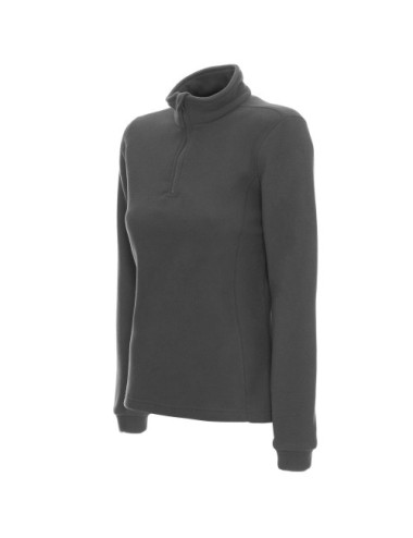 Dünnes Damen-Fleece-Sweatshirt mit kurzem, flauschigem Reißverschluss, grau Promostars