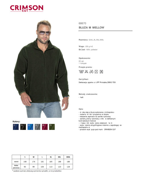 CRIMSON CUT BLUZA Męska MELLOW ZIELONY LEŚNY haft sitodruk logo nadruk