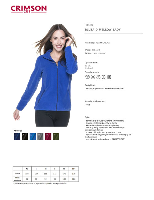 CRIMSON CUT BLUZA Damska MELLOW LADY CHABROWY haft nadruk sitodruk