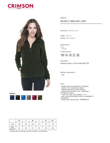 Damen-Sweatshirt Mellow Lady Forest Green Crimson Cut