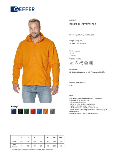 GEFFER SWEATSHIRT Men`s 700 ORANGE embroidery silkscreen printing DTG logo