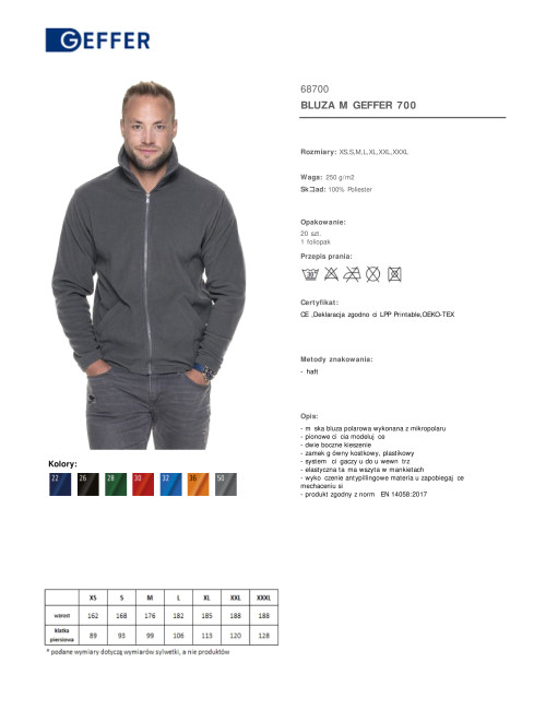 GEFFER SWEATSHIRT Herren 700 GRAU Stickerei Siebdruck Firmenlogo DTG-Druck