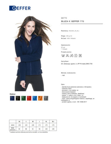 Formgebendes, tailliertes Damen-Sweatshirt aus Fleece mit Reißverschluss 770, marineblaues Geffer