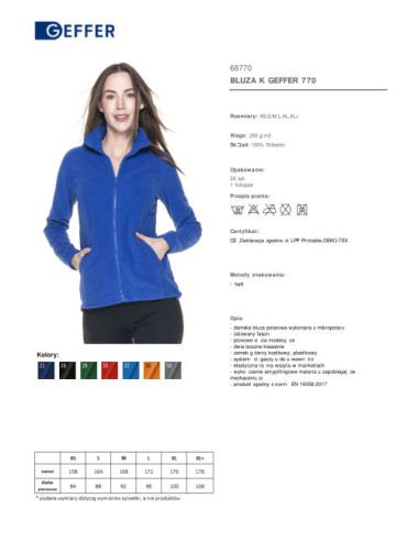 Formgebendes, tailliertes Damen-Sweatshirt aus Fleece mit Reißverschluss 770 kornblumenblau Geffer