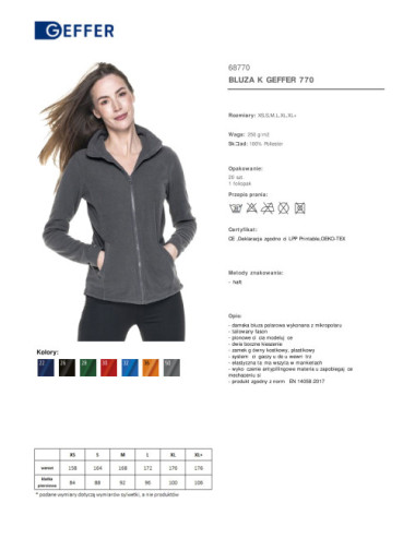Formgebendes, tailliertes Damen-Sweatshirt aus Fleece mit Reißverschluss 770 Grey Geffer
