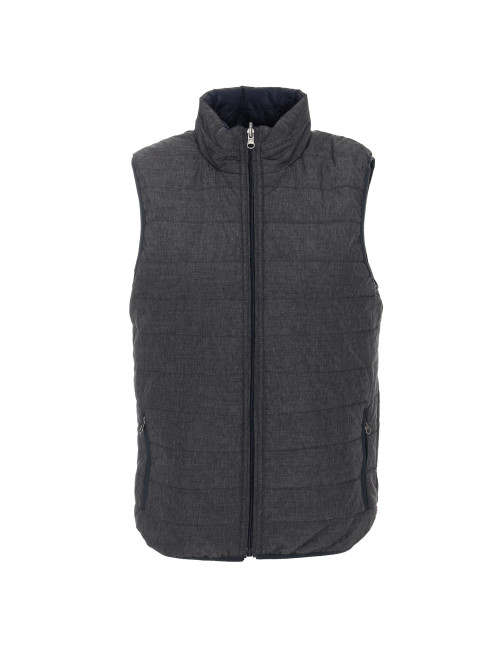 CRIMSON CUT VEST Men`s TWIST DARK GRAY MELANGE/NAVY Embroidery