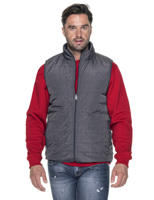 CRIMSON CUT VEST Men`s TWIST DARK GRAY MELANGE/NAVY Embroidery