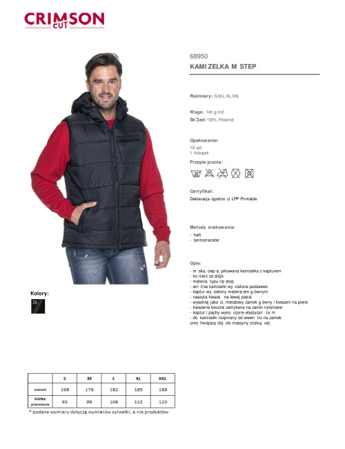 CRIMSON CUT HERREN-SCHRITTWESTE SCHWARZ Stickerei DTF-Druck Logo Siebdruck