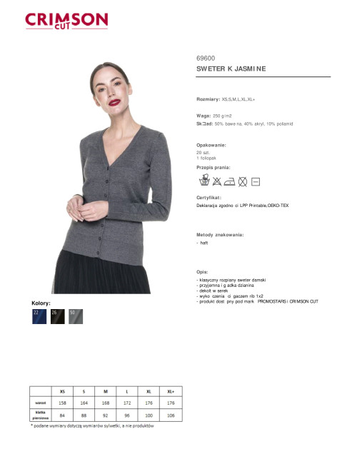 Damenpullover Jasmingrau Promostars/Crimson CUT