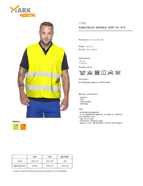 MEN`S VEST HI-VIS SAFETY YELLOW