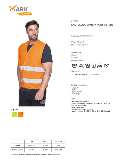 MEN`S VEST HI-VIS SAFETY ORANGE