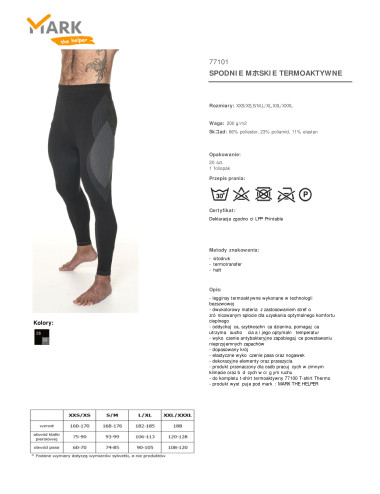 MARK THE HELPER MEN`S THERMOACTIVE PANTS BLACK/GRAY embroidery print