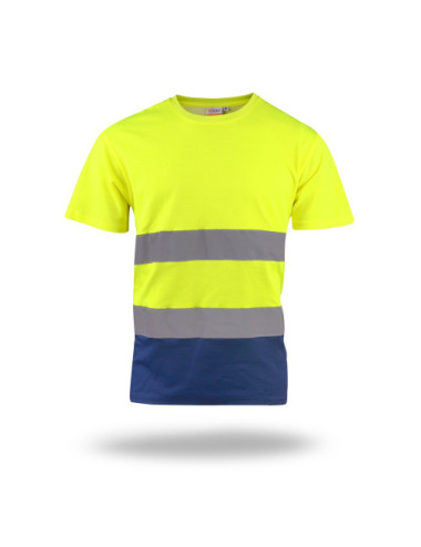 Warnhinweis-T-Shirt für Herren, Warngelb/Marineblau. MARKIEREN Sie den Helfer