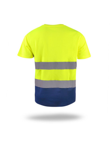 Warnhinweis-T-Shirt für Herren, Warngelb/Marineblau. MARKIEREN Sie den Helfer