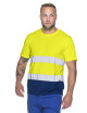 MEN`S HI-VIS T-SHIRT HAZARD YELLOW/NAVY PRINT embroidered logo