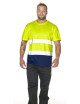 KOSZULKA MĘSKA HI-VIS ZÓŁTY OSTRZEGAWCZY/GRANATOWY nadruk haft logo