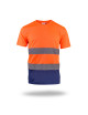 MEN`S T-SHIRT HI-VIS ORANGE WARNING/NAVY embroidery print