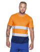 MEN`S T-SHIRT HI-VIS ORANGE WARNING/NAVY embroidery print