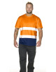 HERREN-T-SHIRT HI-VIS WARNING ORANGE/MARINEBLAU mit aufgesticktem Aufdruck