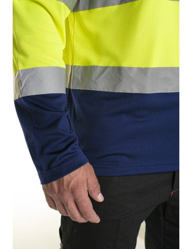 Warnschutz-Langarm-T-Shirt für Herren, Warngelb/Marineblau. MARKIEREN Sie den Helfer