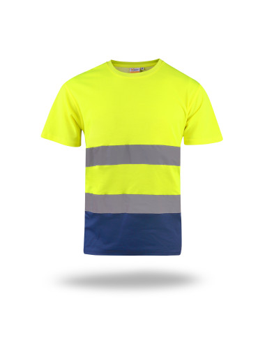 MARK THE HELPER HERREN-T-SHIRT HI-VIS DUO GELB, gesticktes Siebdrucklogo