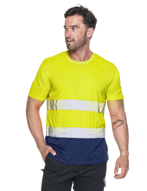 MARK THE HELPER MEN`S T-SHIRT HI-VIS DUO YELLOW embroidery silkscreen logo