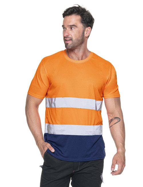 MARK THE HELPER HERREN-T-SHIRT HI-VIS DUO ORANGE mit Stickereidruck