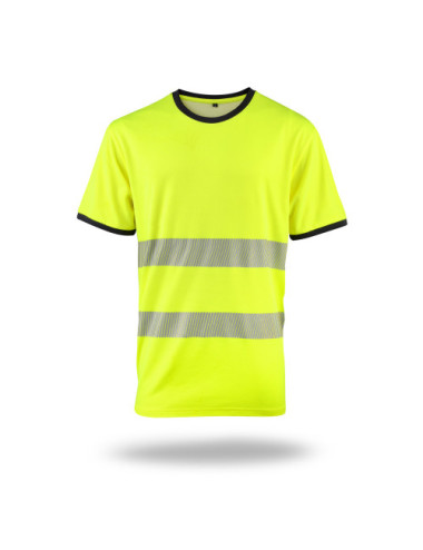 Koszulka męska t-shirt hi-vis print zółty ostrzegawczy/granatowy MARK the helper