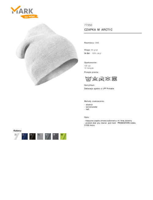 Arctic white men`s cap MARK the helper