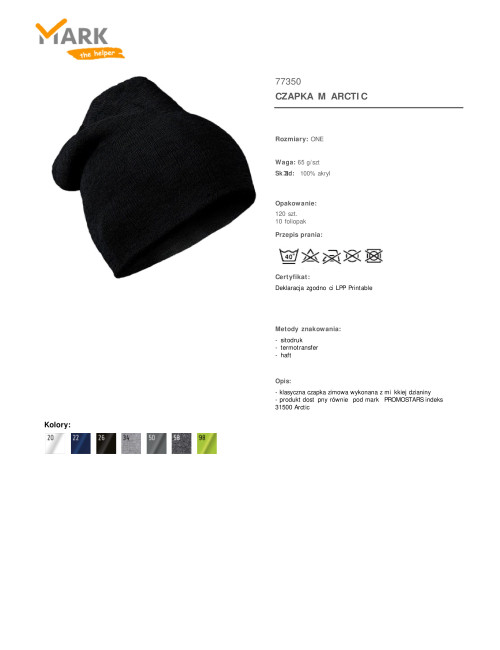 Arctic men`s black cap MARK the helper