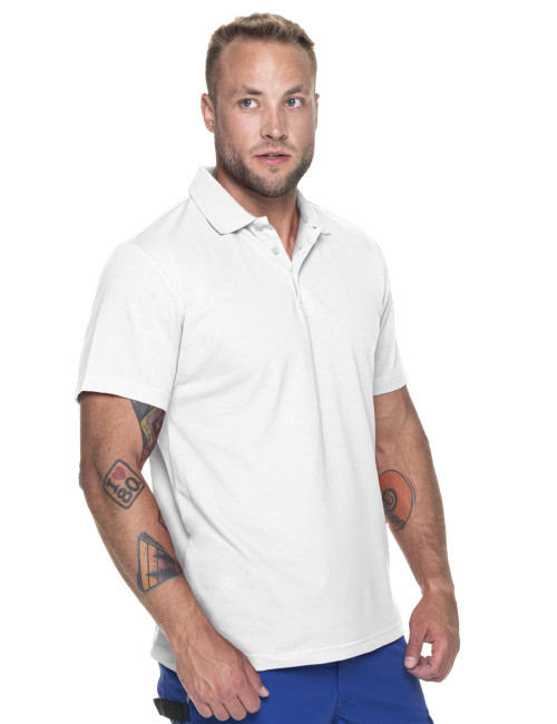 MARK THE HELPHER POLO MEN`S WORKER WHITE embroidery print silkscreen logo