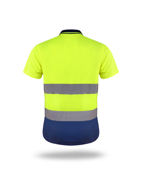 MARK THE HELPHER MEN`S HI-VIS POLO HAZARD YELLOW/NAVY Embroidery