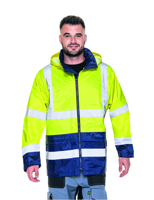 MEN`S HI-VIS RAIN JACKET HIGH-VISION YELLOW/NAVY