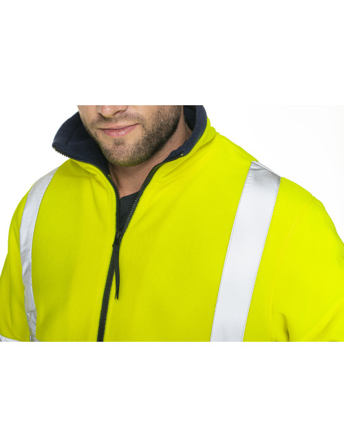BLUZA POLAROWA MĘSKA HI-VIS ZÓŁTY OSTRZEGAWCZY/GRANATOWY haft nadruk