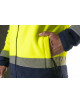 HERREN-FLEECE-SWEATSHIRT HI-VIS, WARNGELB/NAVY NAVY-Stickdruck