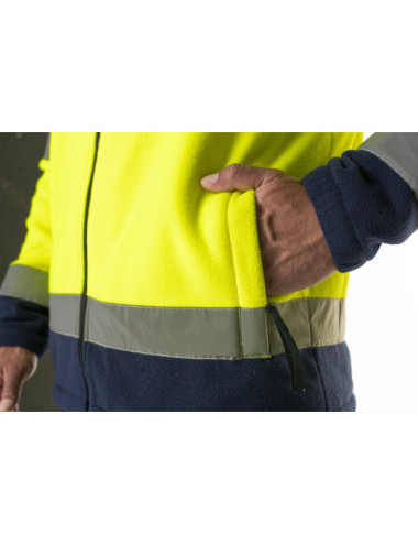 Warnschutz-Fleece-Sweatshirt für Herren, Warngelb/Marineblau. MARKIEREN Sie den Helfer