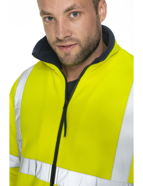 BLUZA POLAROWA MĘSKA HI-VIS ZÓŁTY OSTRZEGAWCZY/GRANATOWY haft nadruk