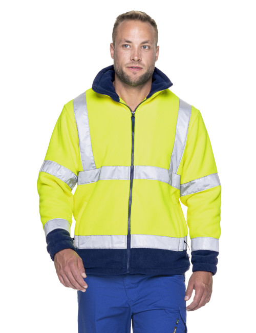 MEN`S HI-VIS FLEECE SWEATSHIRT HAZARD YELLOW/NAVY BLUE embroidery print
